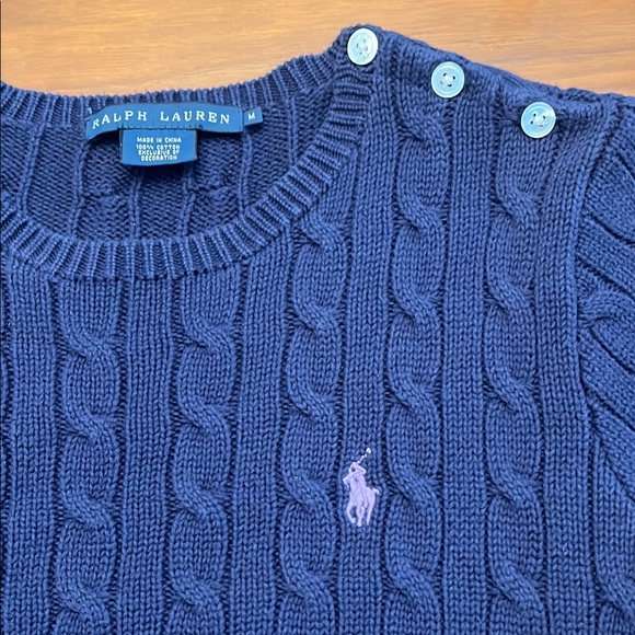 Ralph Lauren Navy Cable Knit Crewneck Sweater - Picture 3 of 12